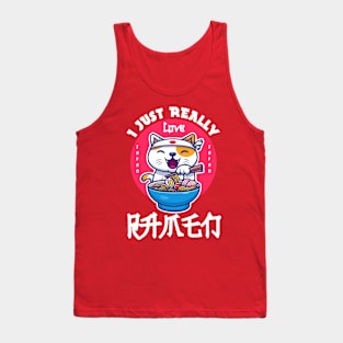 I just really love ramen, cute, funny Japanese cat eating ramen Tank Top